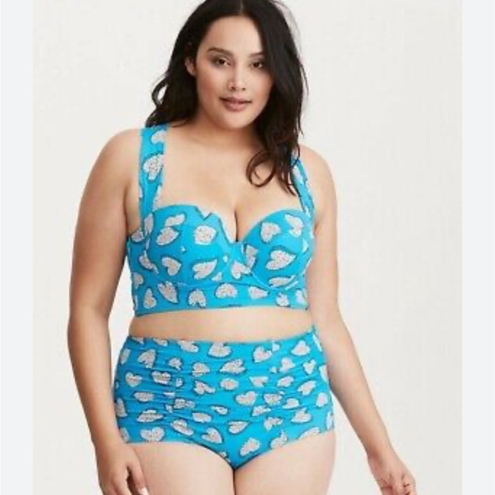 Set! Torrid sz 3 Blue Hearts 2 pc Bathing Swim Suit 3X